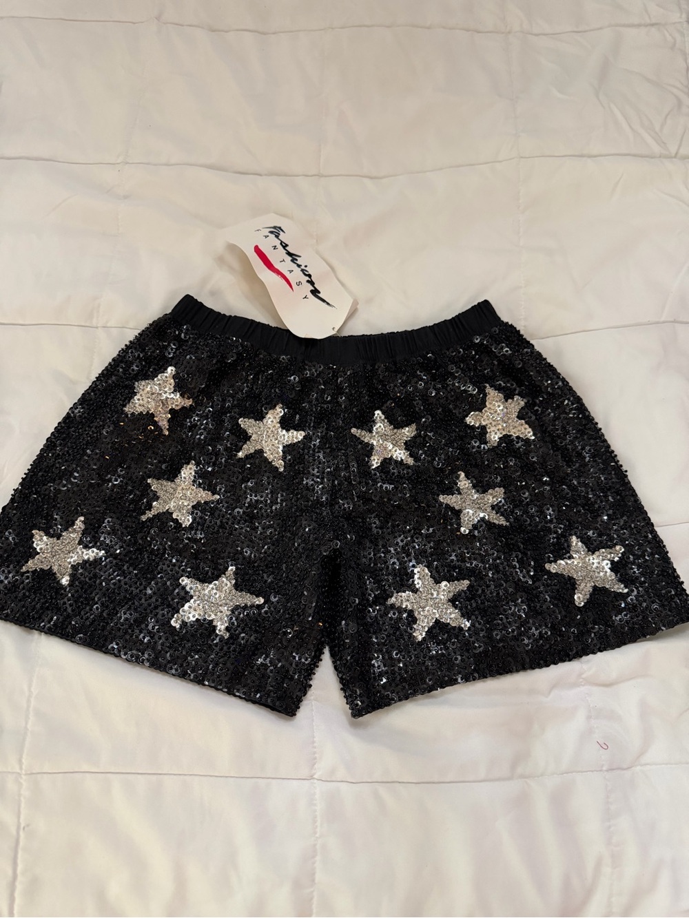 Sequin Star Embellished Women s Shorts - Black with Silver Stars NWT!!! Size M